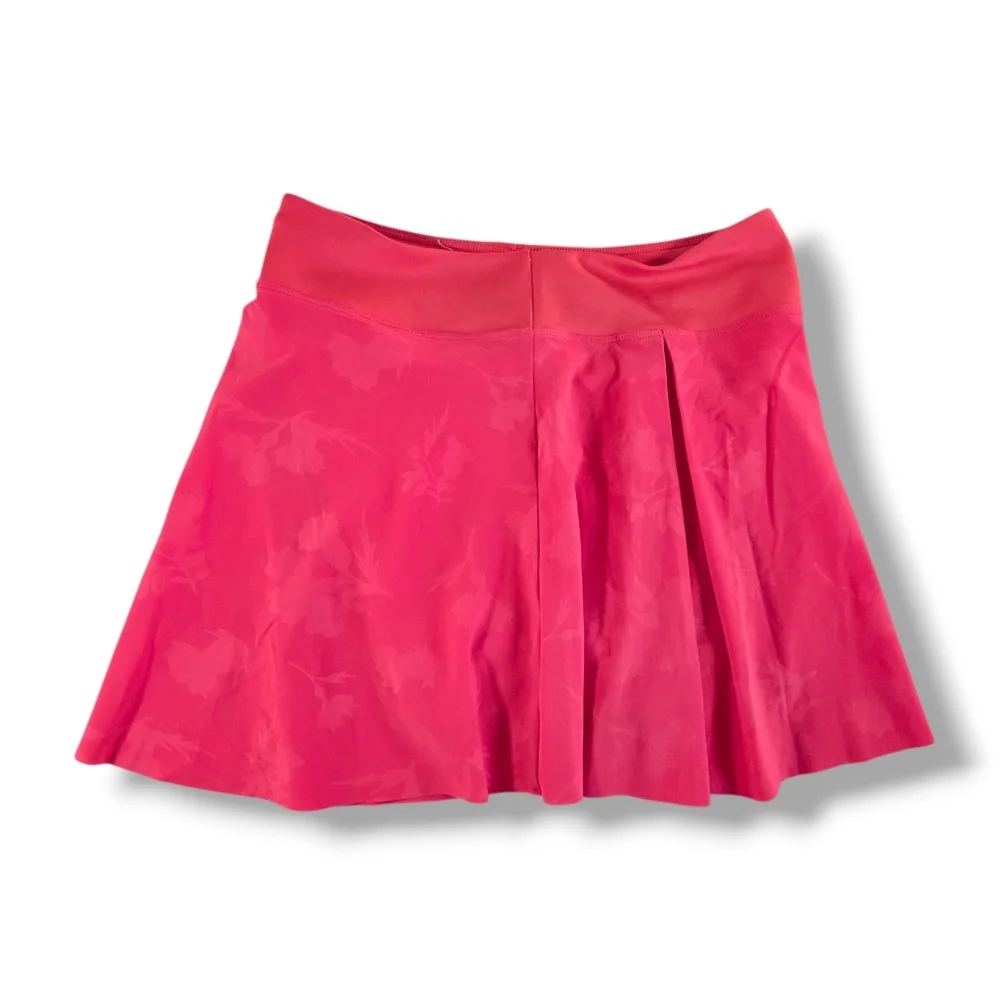 NIKE Dri Fit Club Golf Skort Pleated Floral Embossed Fusion Red Pink Small